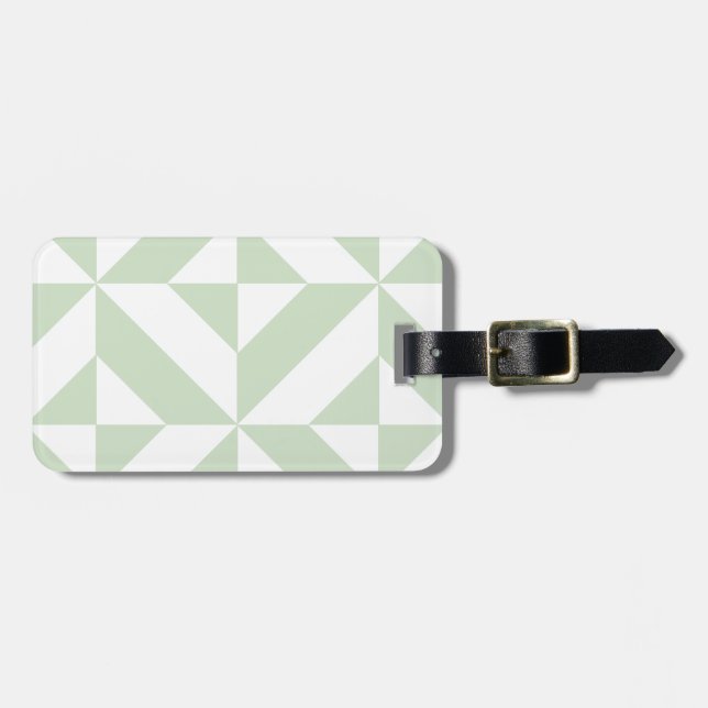Sage Green Geometric Deco Cube Pattern Luggage Tag (Front Horizontal)