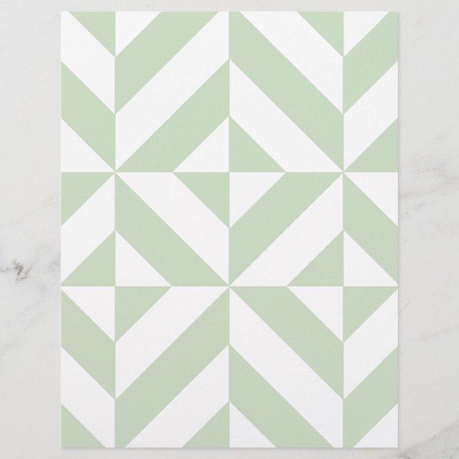 Sage Green Geometric Deco Cube Scrapbook Paper (Front)