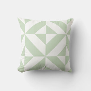 Sage Green Geometric Deco Pattern 2-Sided Cushion