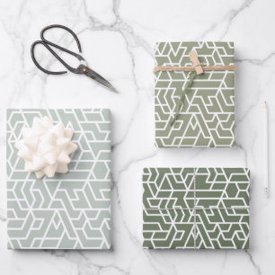 Sage Green Geometric pattern simple Wrapping Paper Sheet