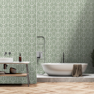 Sage Green Geometric Pattern Wallpaper
