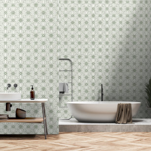 Sage Green Geometric Repeating Pattern Wallpaper