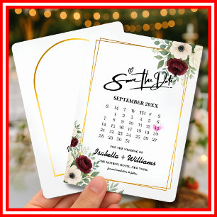 Sage Green Geometry Calendar Wedding Save The Date Enclosure Card