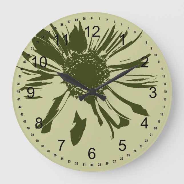 Sage Green Gerbera Large Clock (Front)
