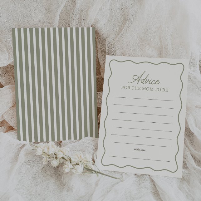 Sage Green Gingham Baby Shower Advice Card (Creator Uploaded)