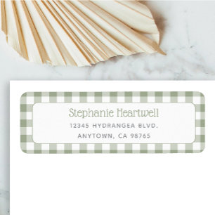 Sage Green Gingham Baby Shower Return Address