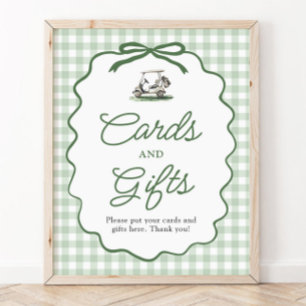 Sage Green Gingham Bow Golf Cards and Gifts Sign