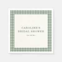 Sage Green Gingham Bride Name Date Bridal Shower