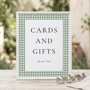 Sage Green Gingham Cards Gifts Baby Shower Sign