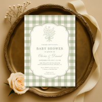 Sage Green Gingham Couples Baby Shower