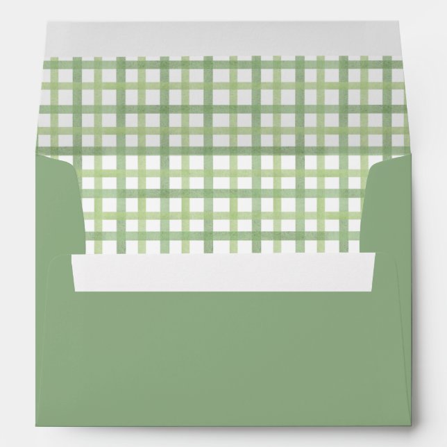 Sage Green Gingham Envelope with Liner Pattern (Back (Bottom))