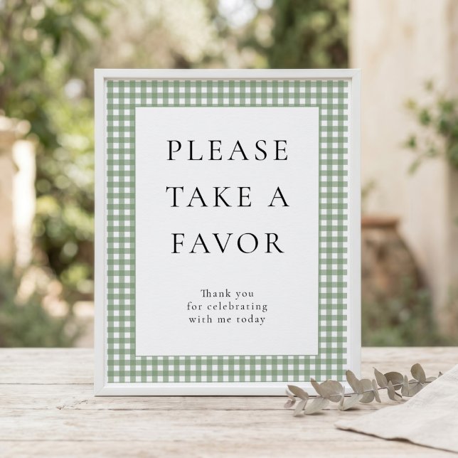Sage Green Gingham Favour Baby Shower Sign (Creator Uploaded)