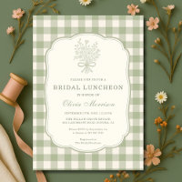 Sage Green Gingham Floral Bow Bridal Luncheon