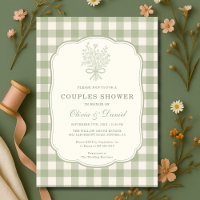 Sage Green Gingham Floral Bow Couples Shower