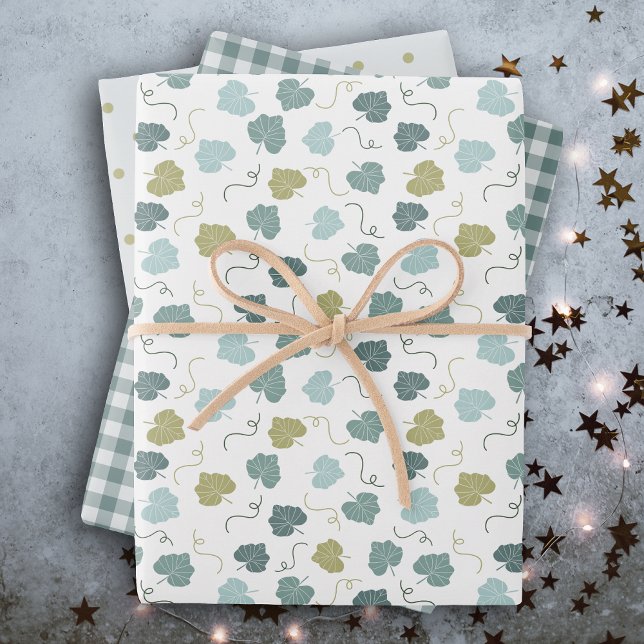 Sage Green Gingham Floral Gift Wrap (Creator Uploaded)