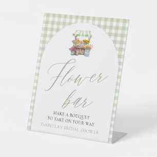 Sage Green Gingham Fresh Off The Market Flower Bar Pedestal Sign