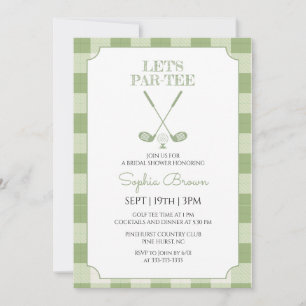 Sage Green Gingham Golf Bridal Shower Invitation