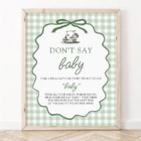 Sage Green Gingham Golf Don't Say Baby Baby Shower
