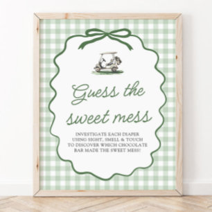 Sage Green Gingham Golf Guess the Sweet Mess Game Poster