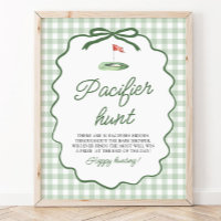 Sage Green Gingham Golf Pacifier Hunt Baby Shower
