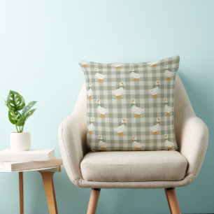 Sage Green Gingham Goose Buffalo Check Nursery Cushion