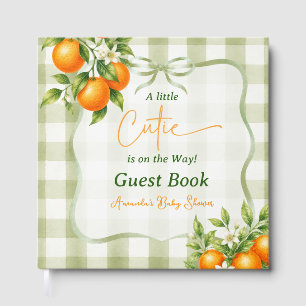 Sage Green Gingham Little Cutie Baby Shower Guest Book