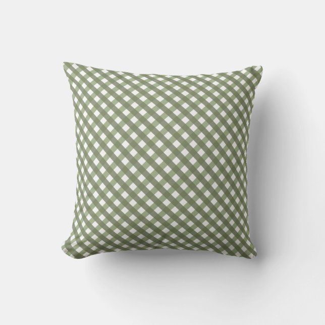 Sage Green Gingham Patterned  Napkins Cushion (Front)