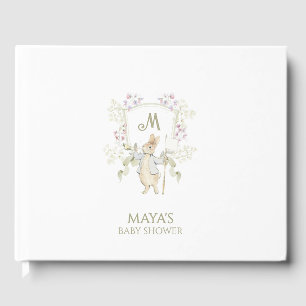 Sage Green Gingham Peter the Rabbit Baby Shower Guest Book
