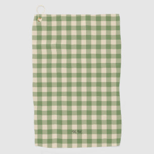 Sage Green Gingham Plaid Golf Towel