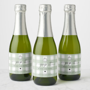 Sage Green Gingham Pumpkin Pop It When She Pops Sparkling Wine Label