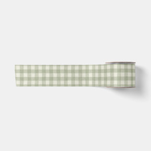Sage Green Gingham Satin Ribbon