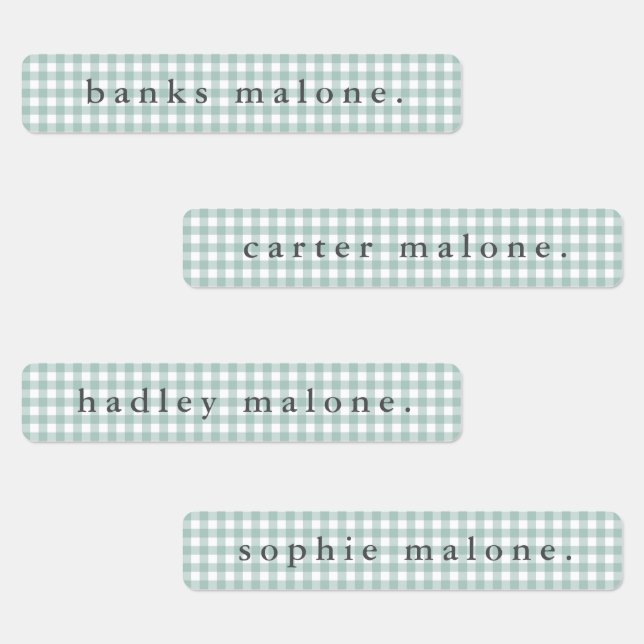 Sage Green Gingham Waterproof Name (Group)
