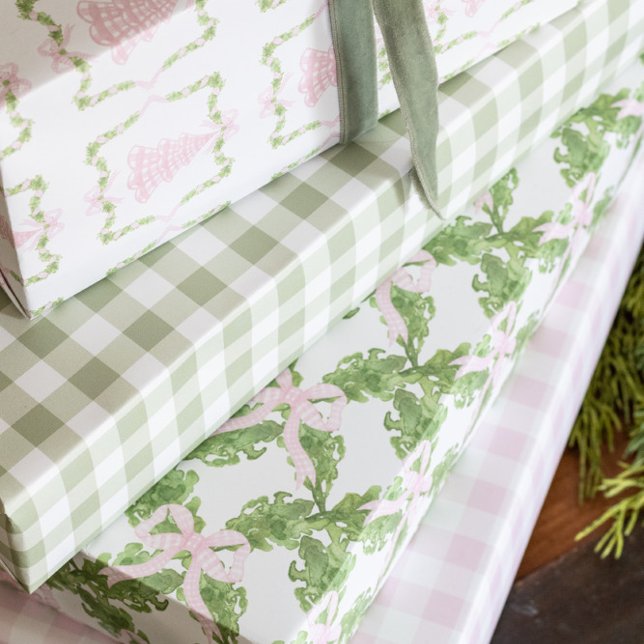 Sage Green Gingham Wrapping Paper (Creator Uploaded)