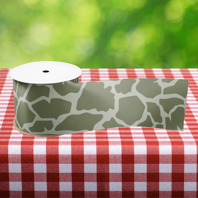 Sage Green Giraffe Print Satin Ribbon (Creator Uploaded)