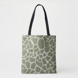 Sage Green Giraffe Print Tote Bag