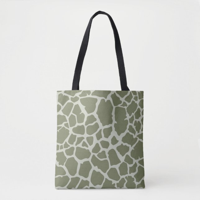Sage Green Giraffe Print Tote Bag (Front)