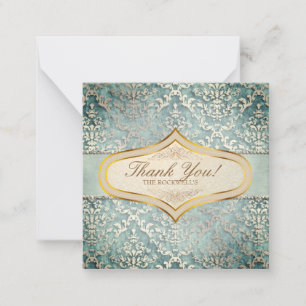 Sage Green Glimmer Damask Wedding Card