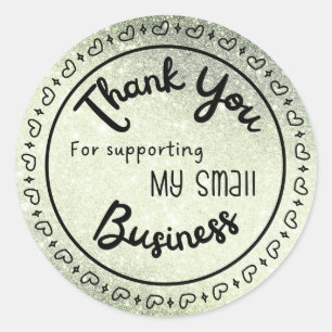 Sage Green Glitter Effect Thank You Sticker Sheet