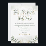 Sage Green Gold 16th Birthday Thank You Card<br><div class="desc">This modern botanical themed thank you card features beautiful watercolor eucalyptus greenery and modern lettering. Customise the thank you note to suit your event!</div>