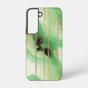 Sage Green Gold Abstract Stripes Samsung Galaxy Case