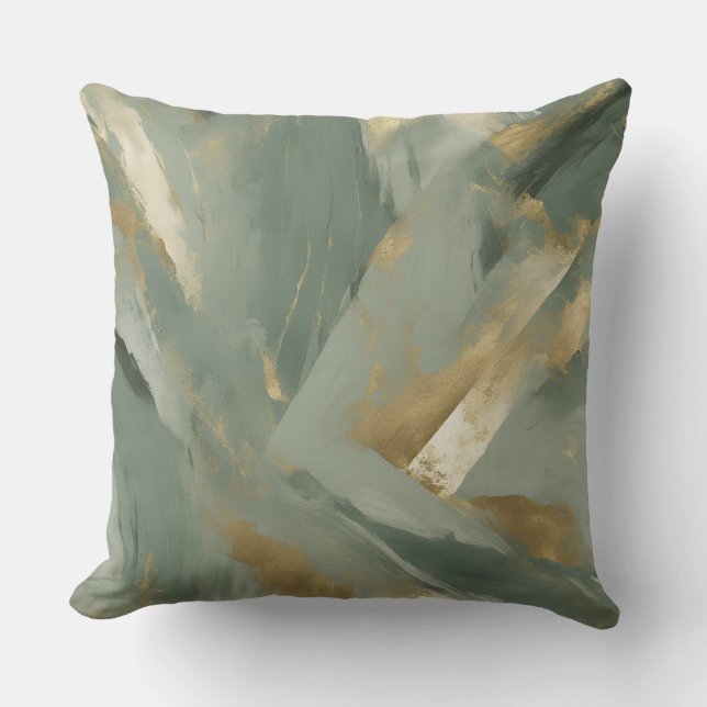 Sage Green Gold Beige Colour Cushion (Front)