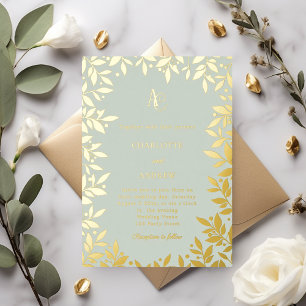 Sage green gold botanical monogram luxury wedding