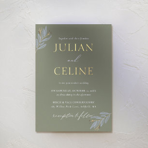 Sage Green Gold Fall Winter Greenery Wedding