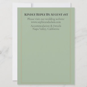 Sage Green Gold Foil Art Deco Double Arch Wedding  Invitation
