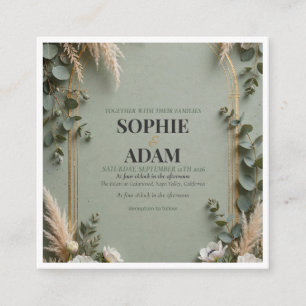 Sage Green Gold Foil Double Arch Wedding Enclosure Card