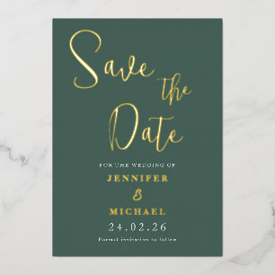 Sage Green Gold Foil Wedding Save The Date