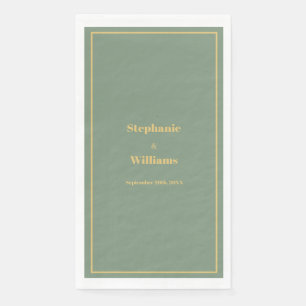 Sage Green Gold Golden Elegant Minimal Wedding Napkin