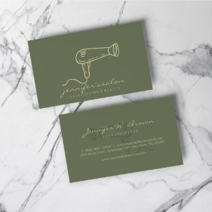 Sage Green Gold Hair Dresser Salon Stylist Business Card