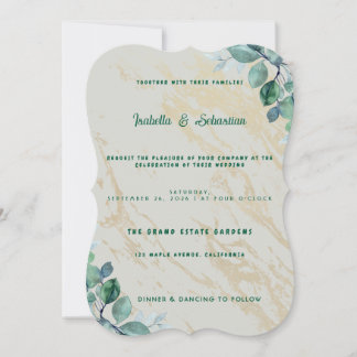 Sage Green Gold Marble Grand Estate Gardens Weddin Invitation