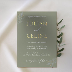 Sage Green Gold Minimalist Greenery Gold Wedding